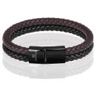 Memphis Dubbele leren armband Duo Color Zwart Bruin