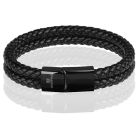 Memphis dubbele leren armband Zwart