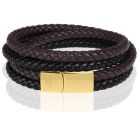 Memphis dubbele wrap armband duo Leer Bruin Zwart Goudkleurig
