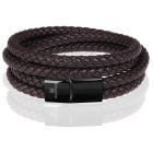 Memphis dubbele wrap armband Leer Bruin Zwart