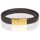 Memphis gevlochten leren armband Bruin Goudkleurig
