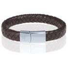 Memphis gevlochten leren armband Bruin Zilver