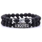 Memphis Heren Kralen Armband Lavasteen en Buddha Zwart