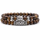Memphis Heren Kralen Armband Tijgeroog en Buddha Bruin