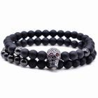 Memphis kralen armband  Agaat Skull Black