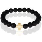 Memphis kralen armband Lavasteen Goudkleurige Kruis