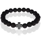Memphis kralen armband Lavasteen Zwart Kruis