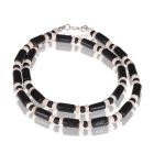 Memphis kralen ketting Kokos Hout Zwart  Wit - 50cm