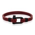 Mendes Dubbele Lederen Band - D-Shackle Red Wine