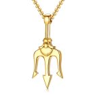 Mendes heren ketting Edelstaal Drietand Goudkleurig