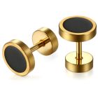 Mendes heren oorbellen edelstaal Barbell Gold Black
