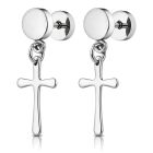Mendes Heren Oorbellen Titanium – Zilverkleurige Kruis Hangers – Stud Oorbellen met Steker – Hypoallergeen