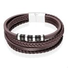 Mendes Jewelry Roestvrijstalen en Echt Lederen Heren Armband in Bruin