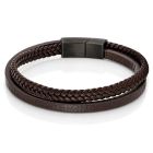 Mendes Minimalistische Heren Armband van Leer - 2 Strengen, Bruin