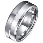 Tom Jaxon wolfraam Ring Groef Mat en Glans Zilverkleurig
