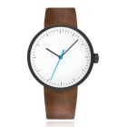 Minimalistisch Herenhorloge met Wit Uurwerk en Bruine Echt Lederen Band