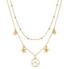 Multi Layer dames ketting Ocean Shell Starfish Goudkleurig