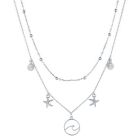 Multi Layer dames ketting Ocean Shell Starfish Zilverkleurig