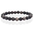 Natuursteen Armband met 8mm Kralen Memphis - Silver Obsidian