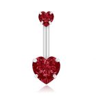 Navelpiercing Edelstaal Double Heart Rood