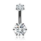 Piercing met 6-kant Zirkonia - Hexagon Gunmetal