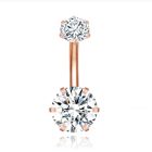 Piercing met 6-kant Zirkonia - Hexagon RosÃ© Goud