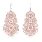 Ronde dames oorbellen hangers met 3 cirkels kleur roze