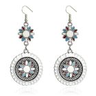 Ronde dames oorhangers met bloemvorm multicolor wit