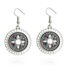 Ronde zilverkleurige dames oorbellen multicolor wit