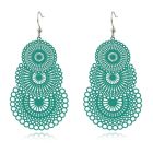 Ronde dames oorbellen hangers met 3 cirkels kleur groen
