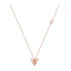 Rose kleurige Dames ketting met Bijen Hanger en Zirkonia