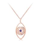 Rose Kleurige Evil Eye Dames Ketting met Witte en Blauwe Zirkonia