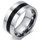 RVS heren ring Black Line 9mm