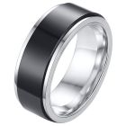 RVS heren ring Spinner Zilver met Zwart