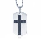 Schakelketting met Zilverkleurige Dogtac Hanger met Zwart Kruis
