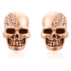 Skull Stud oorbellen Edelstaal Kristal Rosegoudkleurig