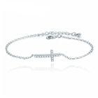 Smalle Zilverkleurige Armband Dames met Kruis en Steentjes Verstelbaar