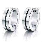 Smalle stalen mannen oorringen Zwarte streep