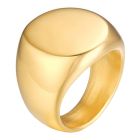 Stalen heren ring Mendes Ronde Zegel Goudkleurig