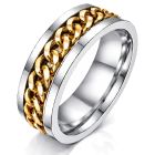 Stalen herenring met Cubaanse Goudkleurige ketting