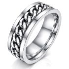 Stalen herenring met Cubaanse ketting Zilver