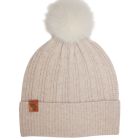 Stone Valley Merino wollen Muts in Beige met Pompon