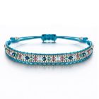 Touw armband voor dames met multicolor en turquoise kristallen