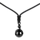 Verstelbare leren Heren Ketting met Obsidiaan Kettinghanger