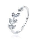 Verstelbare Dames Eternity Ring met Leafs - KoperZilver met Zirkonia Steentjes