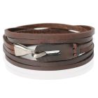 Wikkelarmband Heren Bruin Leer Haak