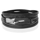 Wikkelarmband Heren Zwart Leer Haak