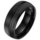Wolfraam heren ring Tom Jaxon Groef Zwart Mat en Glans