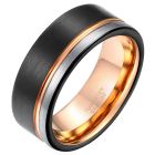 Wolfraam heren ring Groef Zwart Zilverkleurig Rose