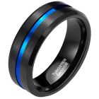 Wolfraam heren ring Zwart met Blauw 8mm